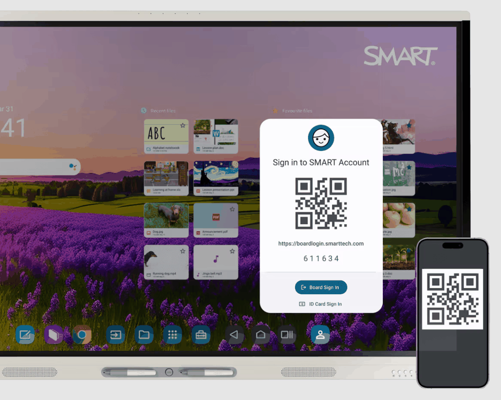 SMART Board MX V5 86″ – ekran logowania do systemu